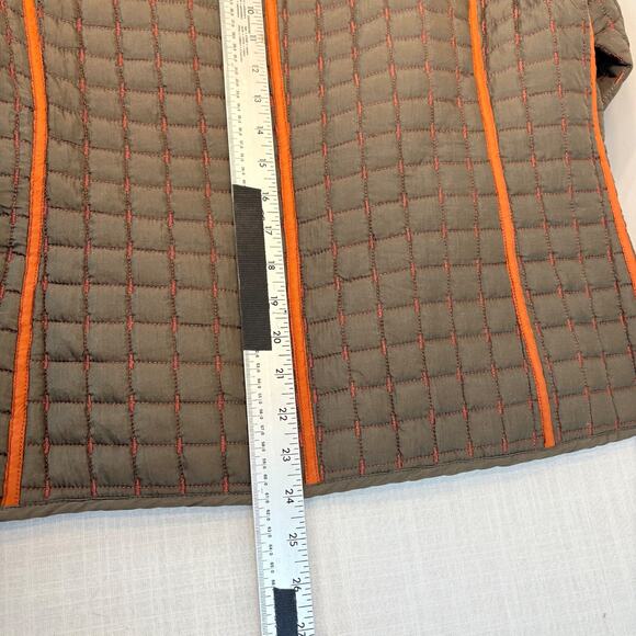 Oleg Cassini Reversible Quilted Silk Jacket Olive Green Burnt Orange Medium - Picture 16 of 16